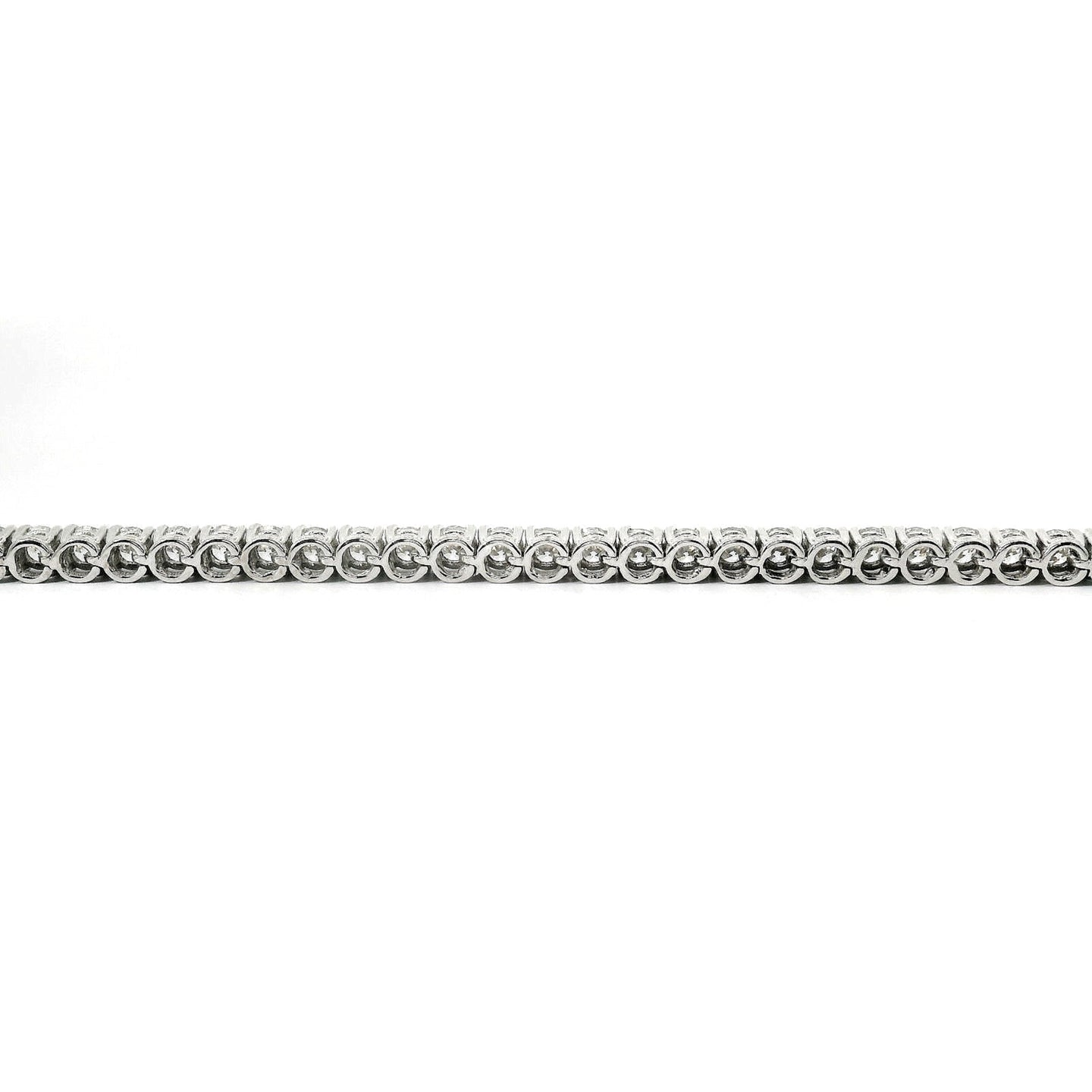 Bracciale Tennis a filo in oro bianco con diamanti lab-grown taglio brillante, 4,60 carati.