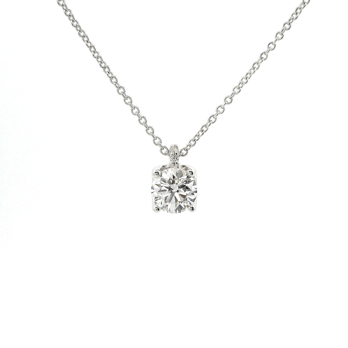 Girocollo punto luce in oro bianco con diamante lab-grown taglio brillante, 1,19 carati.