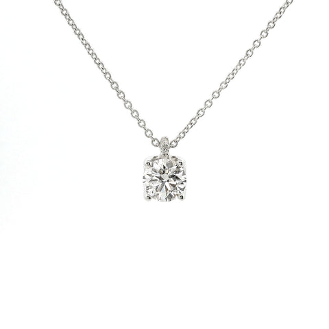 Girocollo punto luce in oro bianco con diamante lab-grown taglio brillante, 0,92 carati.