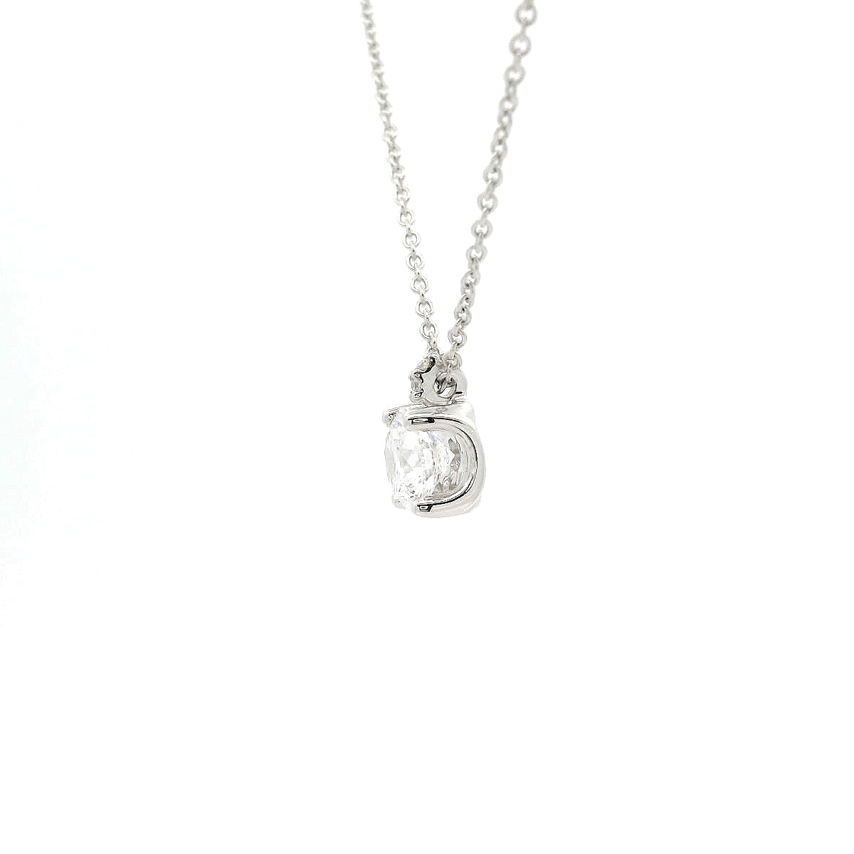 Girocollo punto luce in oro bianco con diamante lab-grown taglio brillante, 1,19 carati.