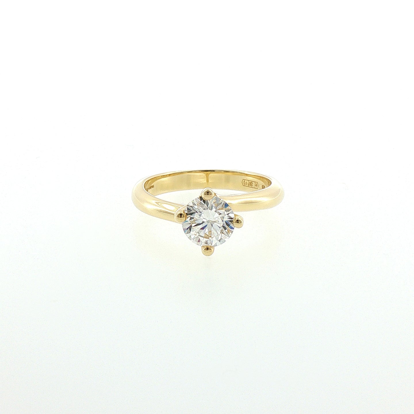 Solitario In Argento 925 Dorato con Diamante Lab-Grown taglio brillante.