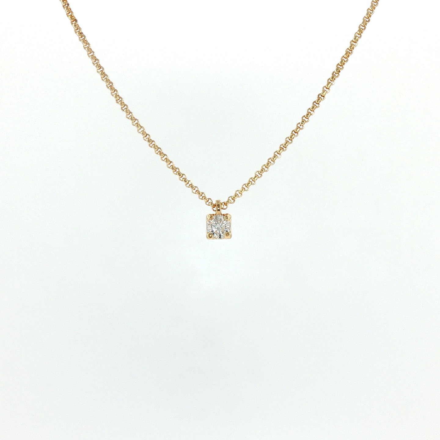 Girocollo in Argento 925 Dorato con Diamante Lab-Grown Taglio Brillante.