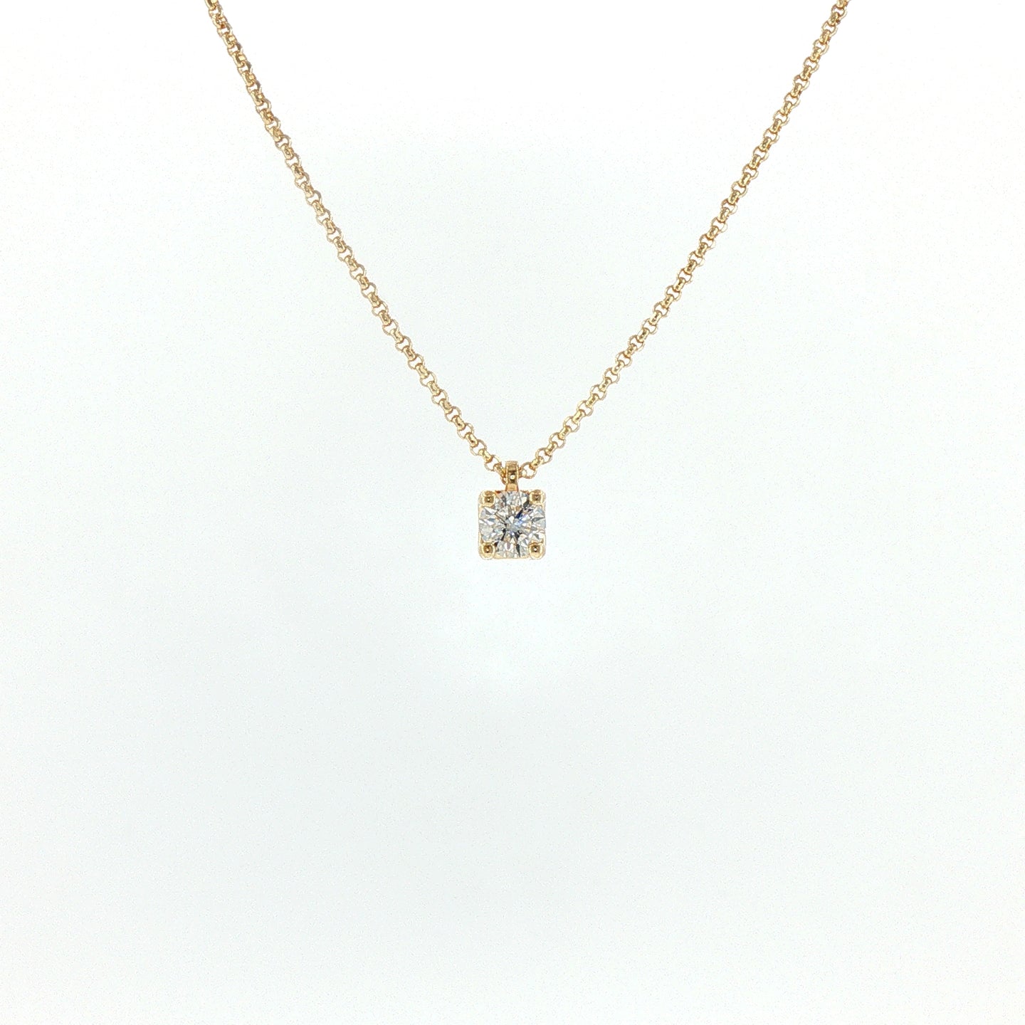 Girocollo in Argento 925 Dorato con Diamante Lab-Grown Taglio Brillante.