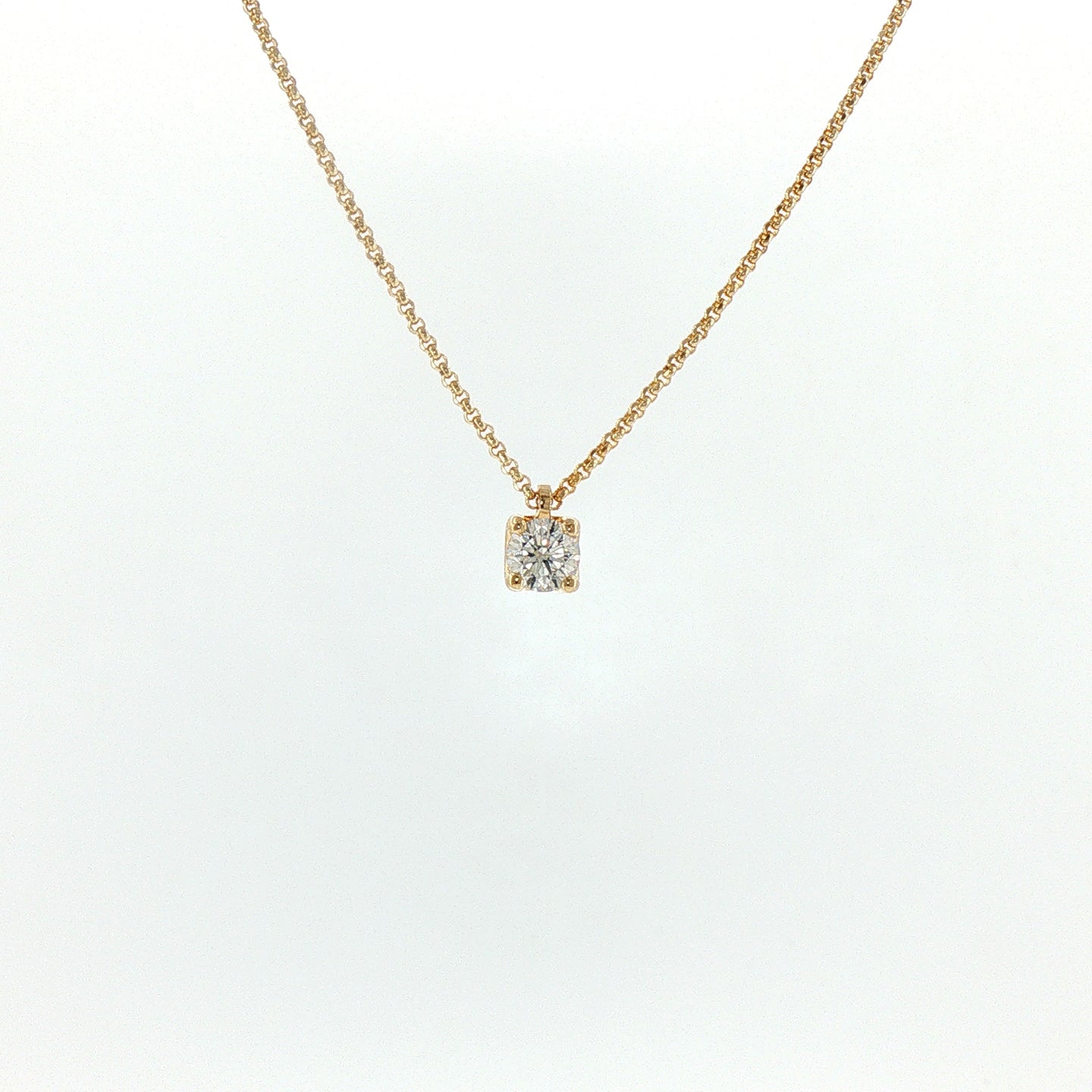 Girocollo in Argento 925 Dorato con Diamante Lab-Grown Taglio Brillante.