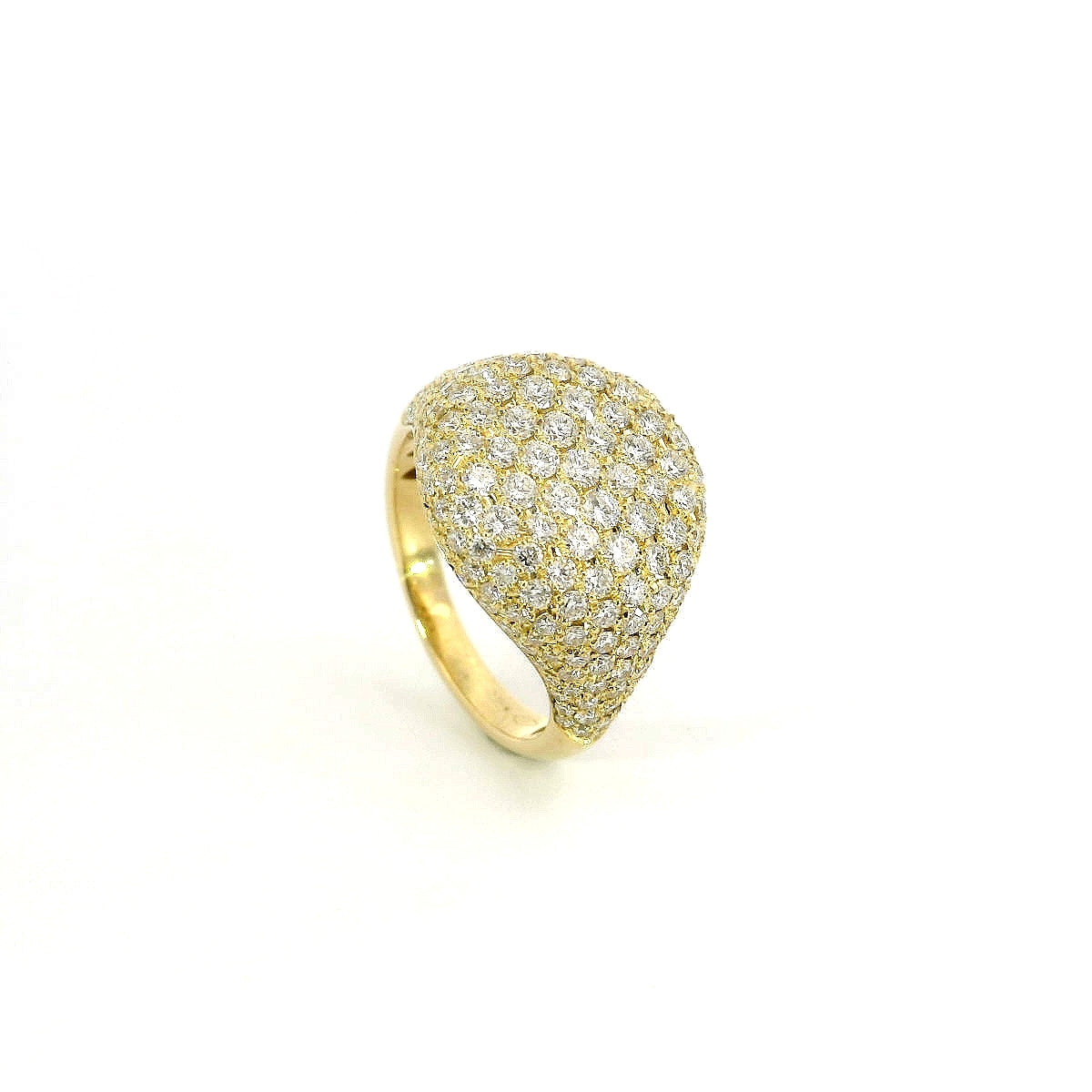 Anello da mignolo in oro giallo con pavè di diamanti lab-grown taglio brillante, 1,70 carati.