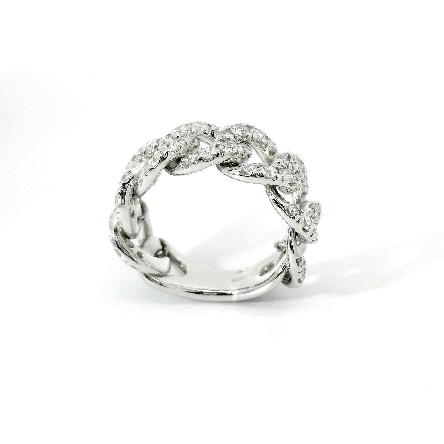 Anello groumette in oro bianco e diamanti lab-grown taglio brillante, 1,65 carati.