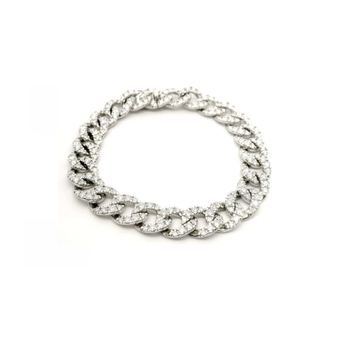 Bracciale groumette in oro bianco con diamanti lab-grown taglio brillante, 5,91 carati.