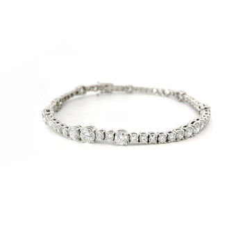 White gold wire spot tennis bracelet with brilliant-cut lab-grown diamonds, 6.06 carats.