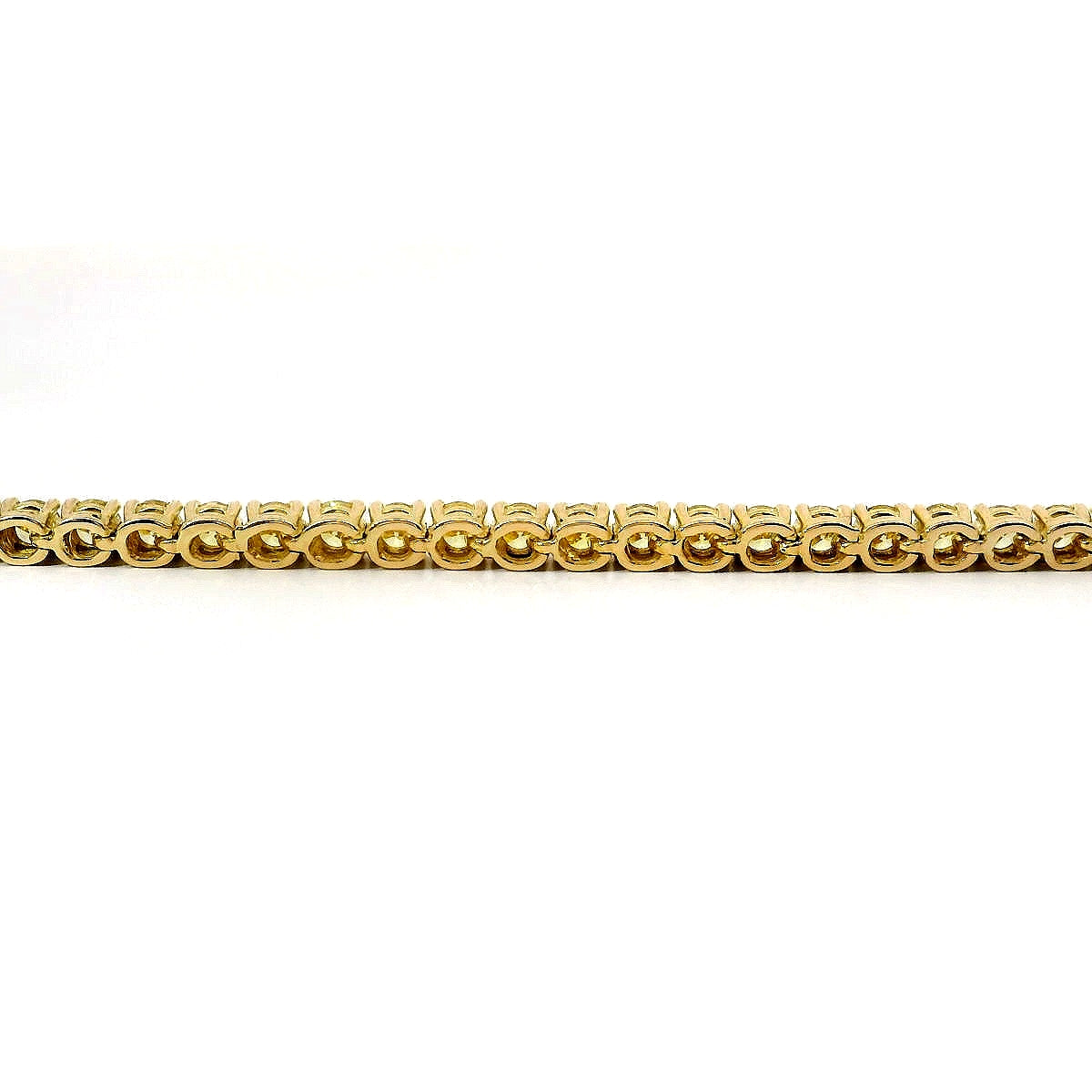 Bracciale tennis a filo in oro giallo e diamanti lab-grown taglio brillante, 3,58 carati.