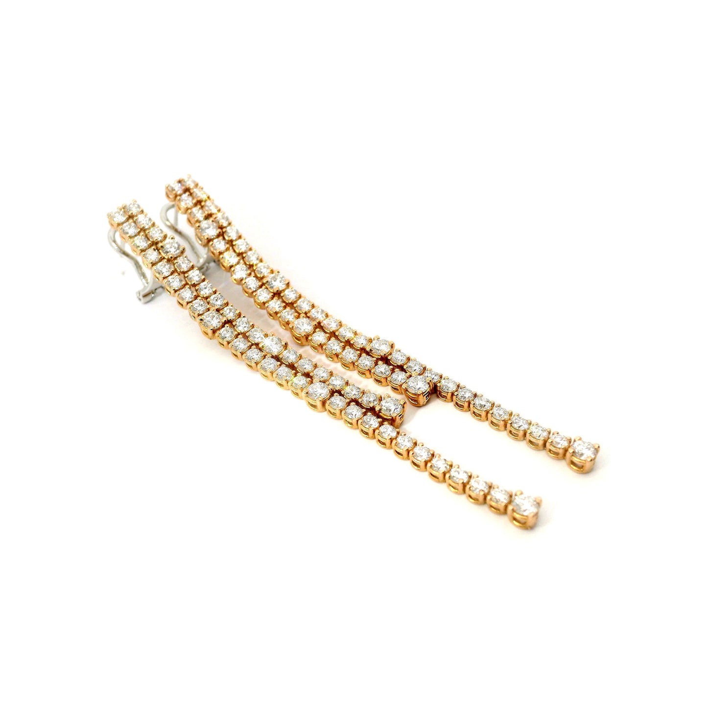 Orecchini Tennis a filo con spot in oro rosa con diamanti lab-grown taglio brillante, 4,80 carati.