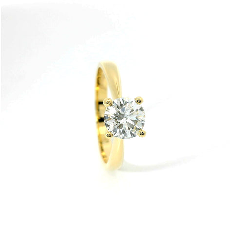 Solitario in oro giallo con diamante lab-grown taglio brillante, 1,00 carati.