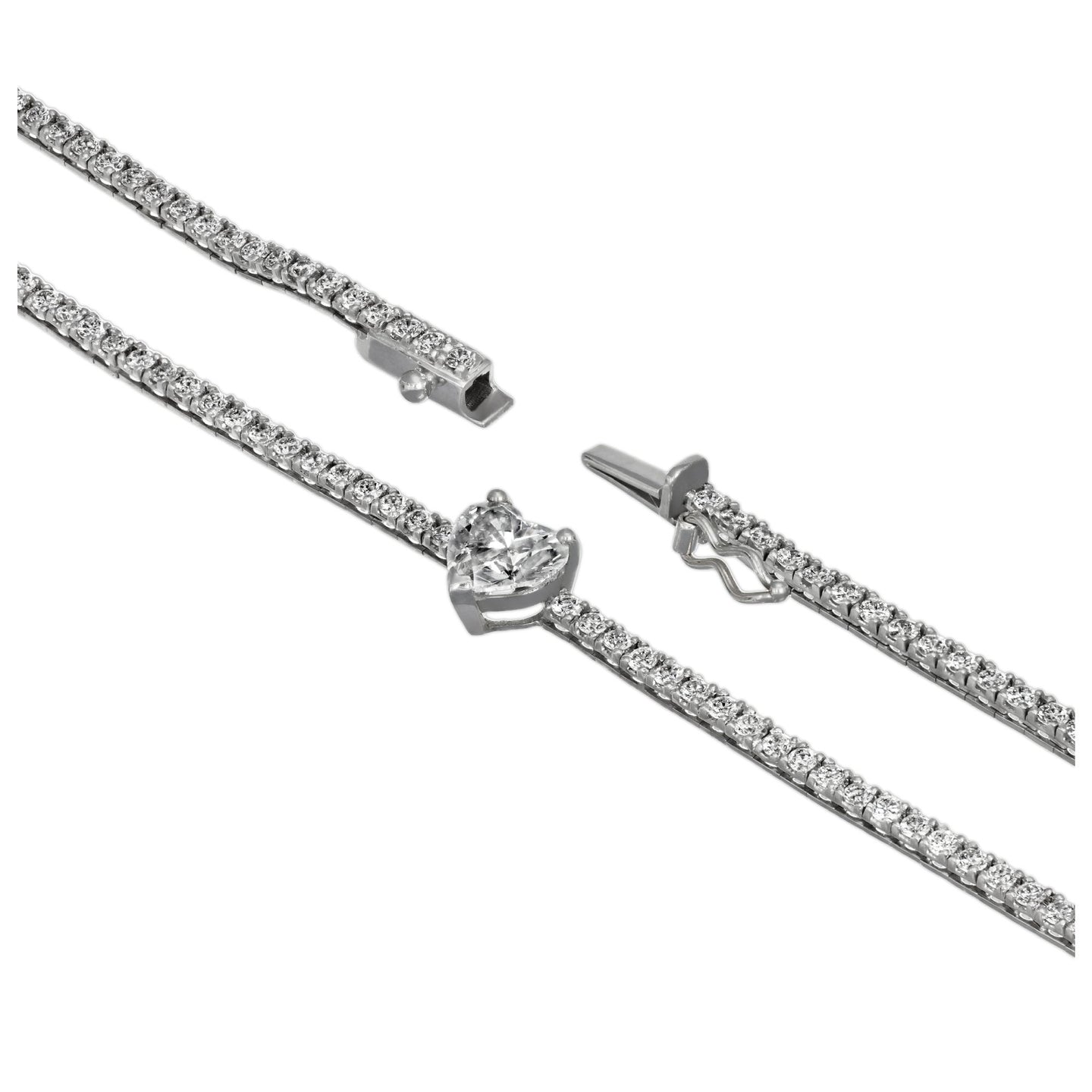 White gold gradation tennis necklace with brilliant-cut lab-grown diamonds, 16.78 carats.