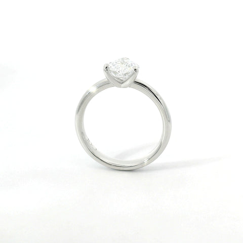 Solitaire in white gold with heart-cut lab-grown diamond, 1.02 carats.