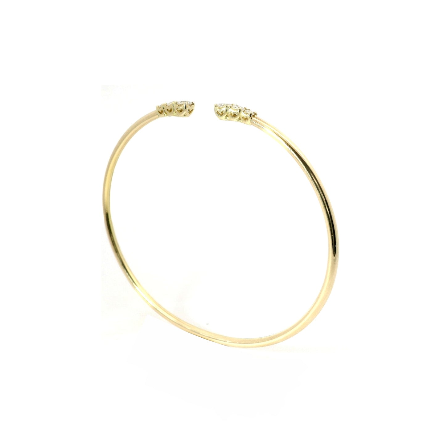 Bracciale rigido aperto in oro giallo con diamanti lab-grown taglio brillante, 0,55 carati.
