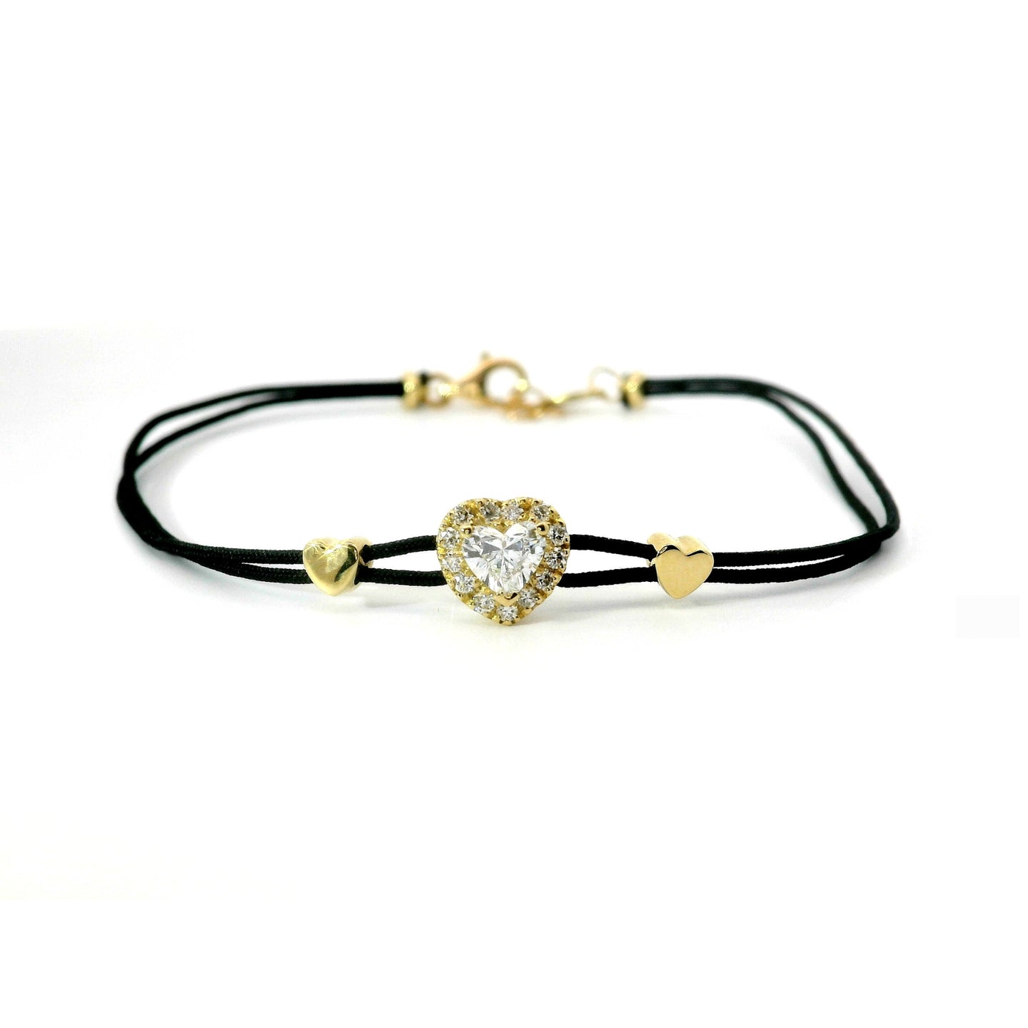 Bracciale in filo nautico e oro giallo con diamanti Lab-grown taglio brillante e taglio cuore, 0,41 carati