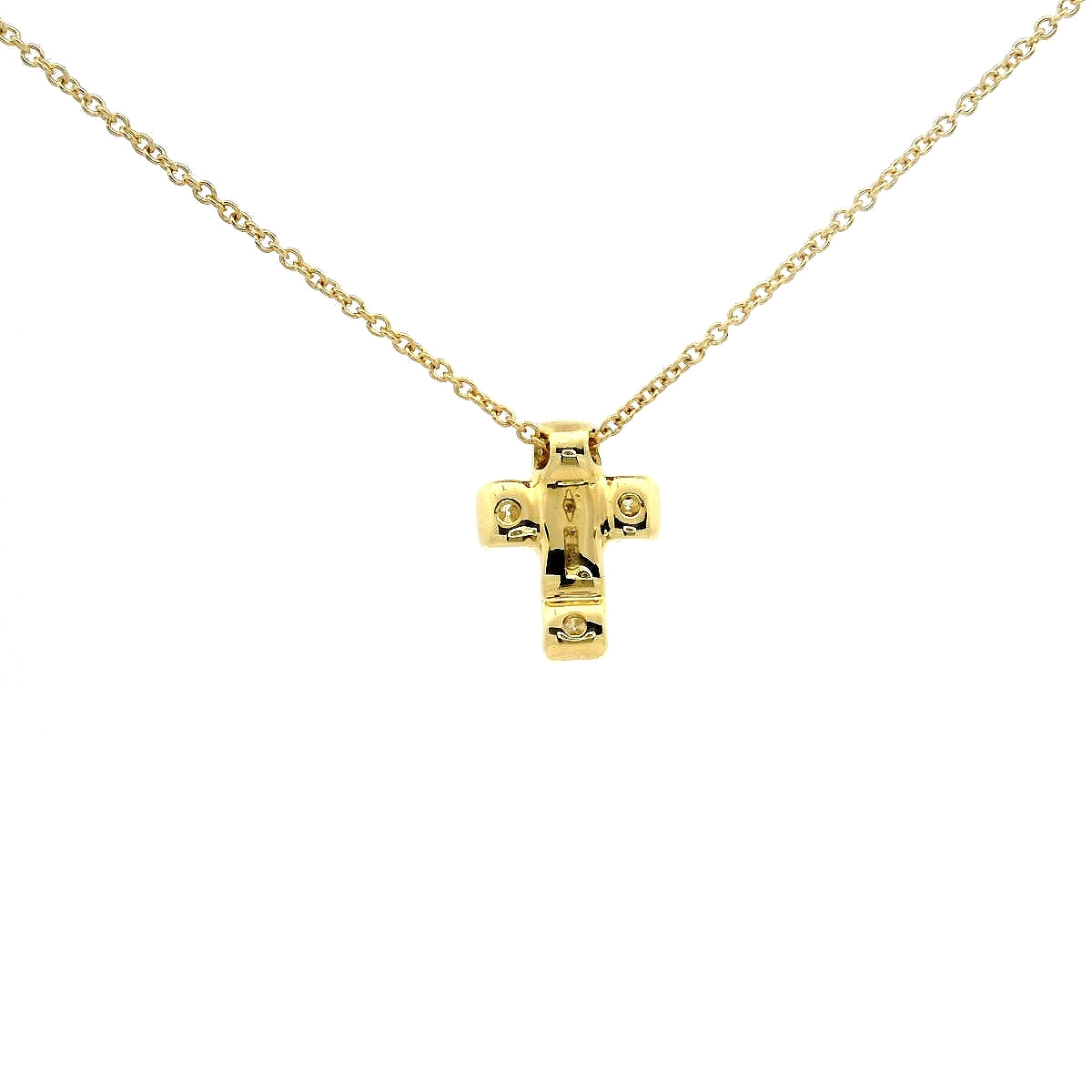 Girocollo Croce in oro giallo con Diamanti Lab-Grown taglio Brillante, 0,35 carati.
