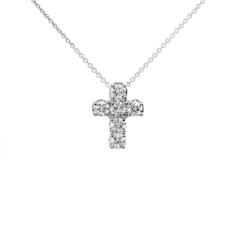 Girocollo Croce in oro bianco con Diamanti Lab-Grown taglio Brillante, 0,72 carati.