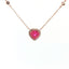 Girocollo in oro rosa con zaffiro rosa Lab-Grown taglio cuore e diamanti Lab-Grown taglio brillante.