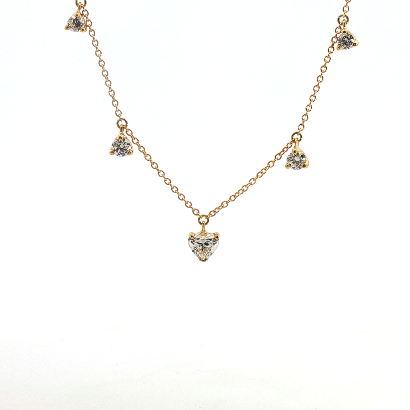 Girocollo in oro giallo e diamanti Lab-Grown taglio cuore e brillante,1,24 carati.