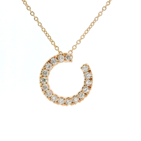 Girocollo con pendente in oro rosa e spot di diamanti Lab-grown taglio brillante, 0,59 carati.