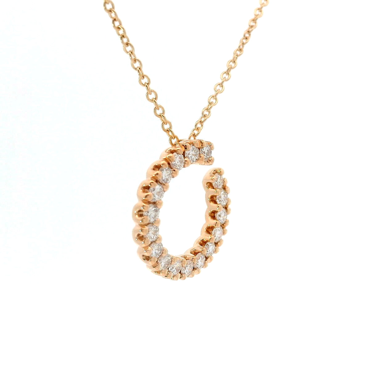 Girocollo con pendente in oro rosa e spot di diamanti Lab-grown taglio brillante, 0,59 carati.