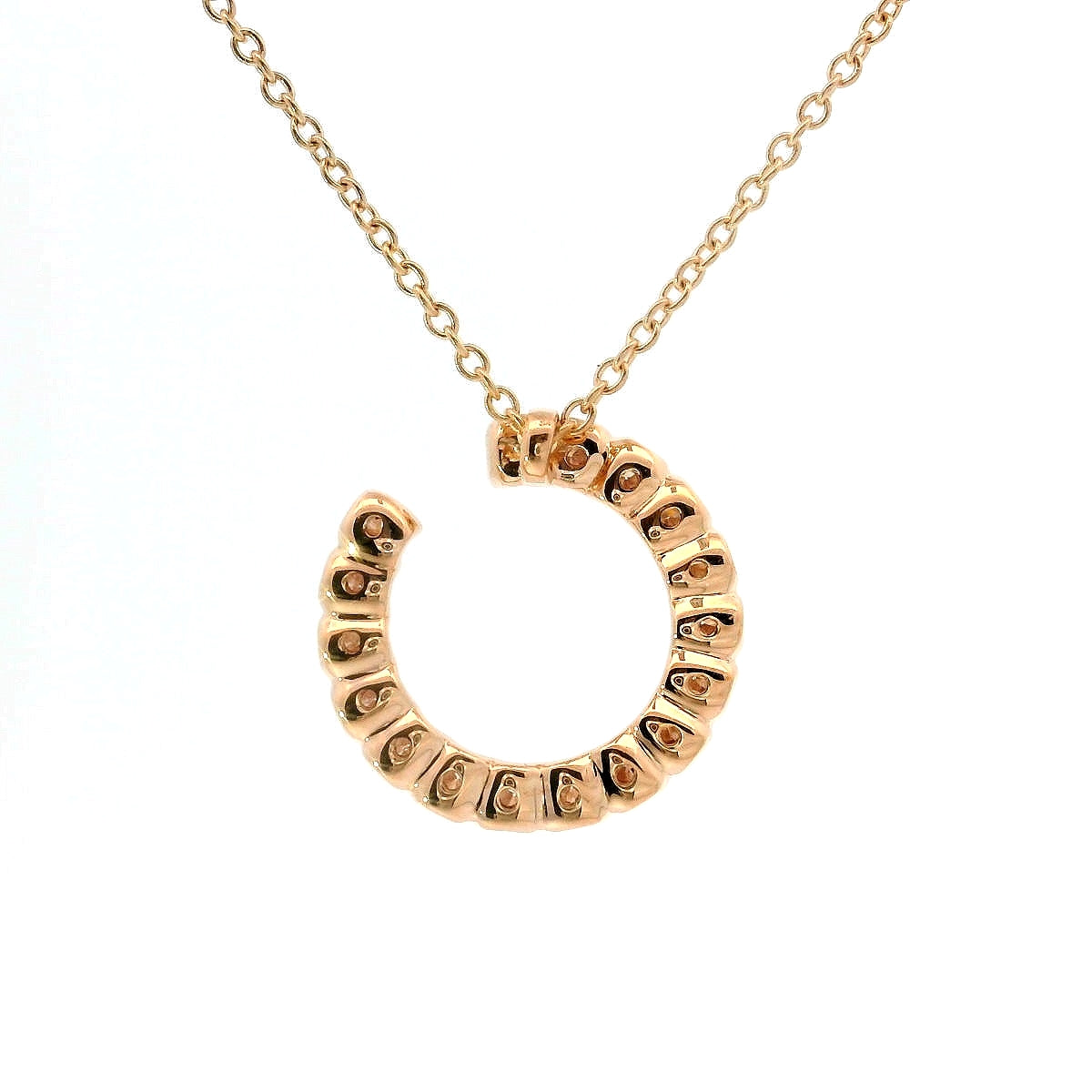 Girocollo con pendente in oro rosa e spot di diamanti Lab-grown taglio brillante, 0,59 carati.