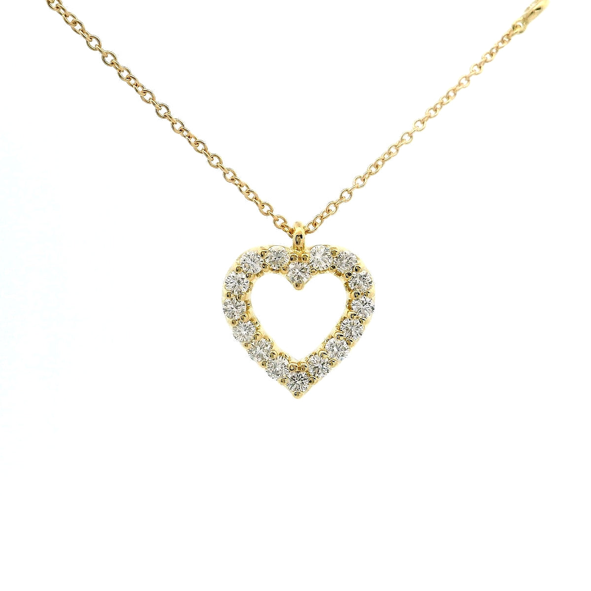 Girocollo a cuore in oro giallo e spot con diamanti lab-grown taglio brillante, 0,69 carati.