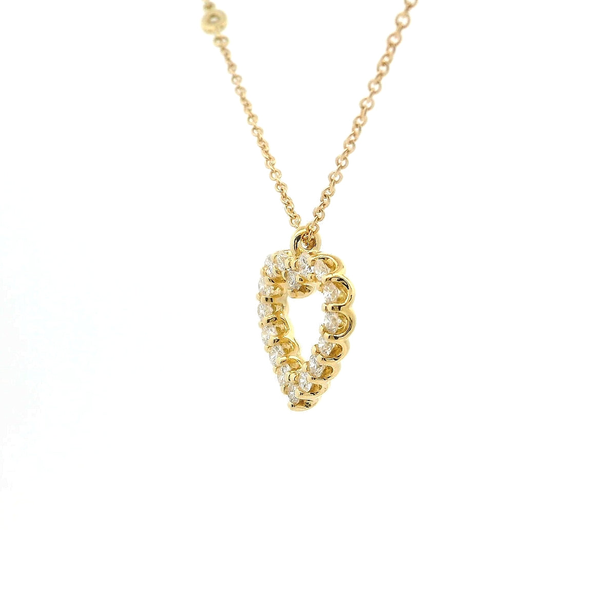 Girocollo a cuore in oro giallo e spot con diamanti lab-grown taglio brillante, 0,69 carati.