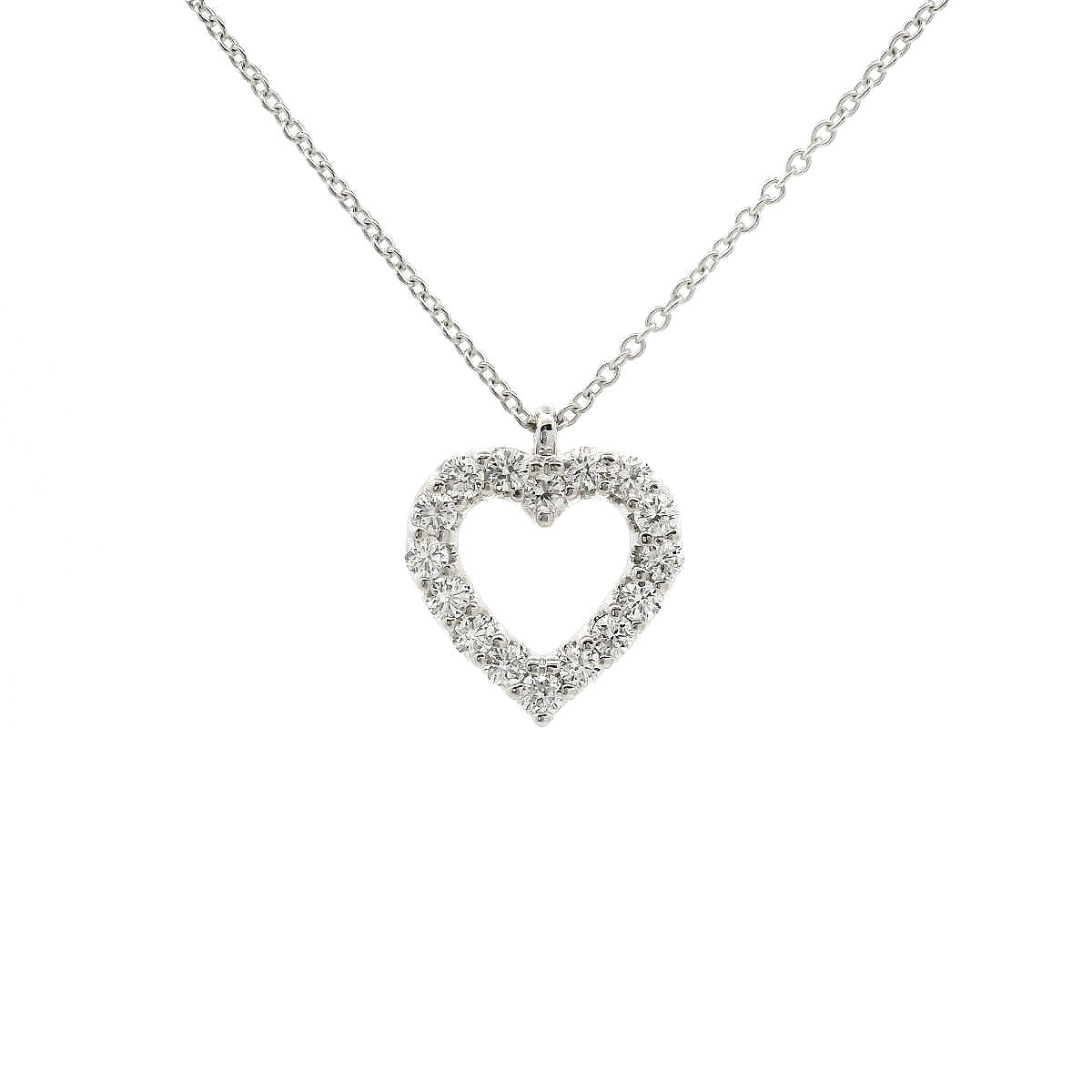 Girocollo a cuore in oro bianco e spot con diamanti lab-grown taglio brillante, 0,69 carati.