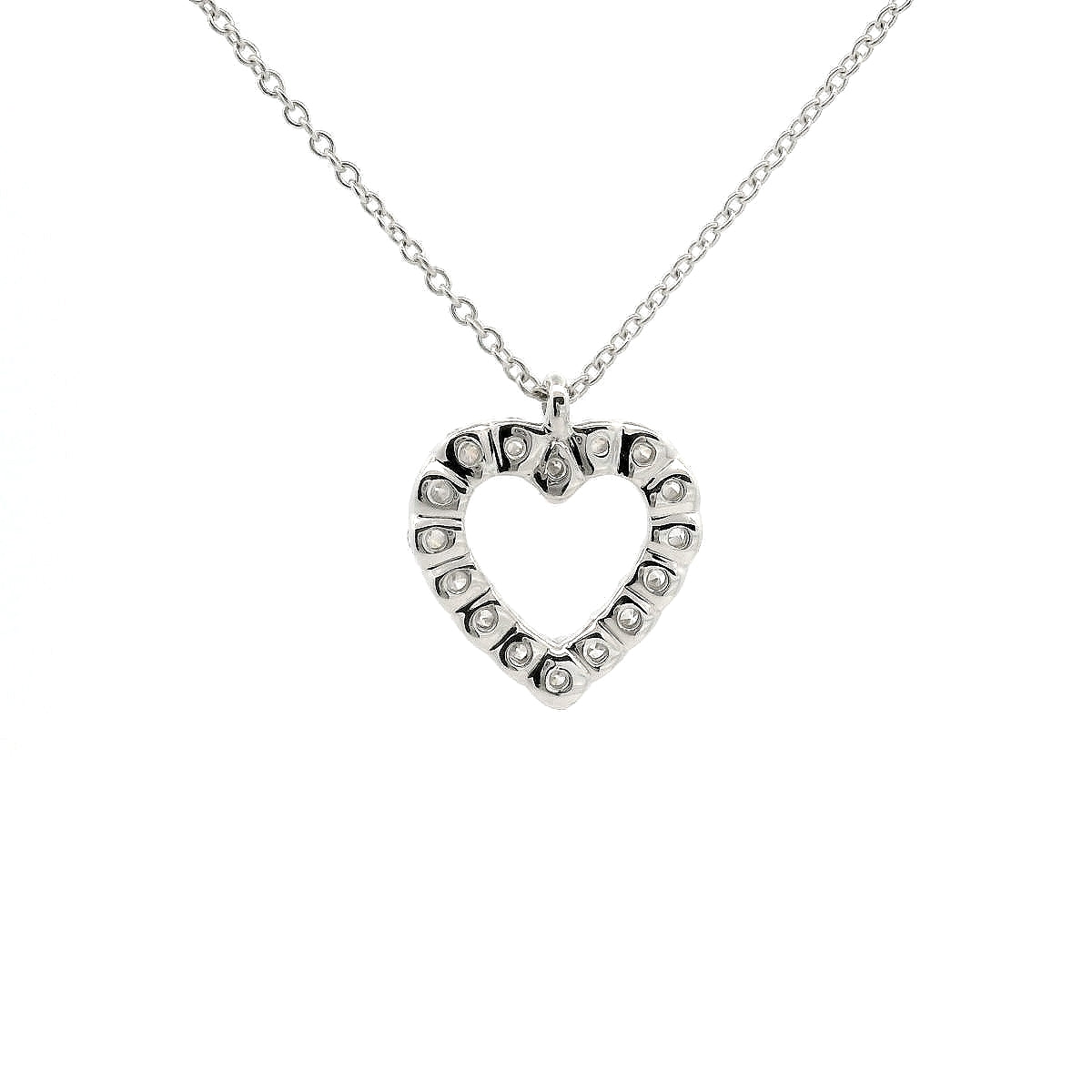 Girocollo a cuore in oro bianco e spot con diamanti lab-grown taglio brillante, 0,69 carati.