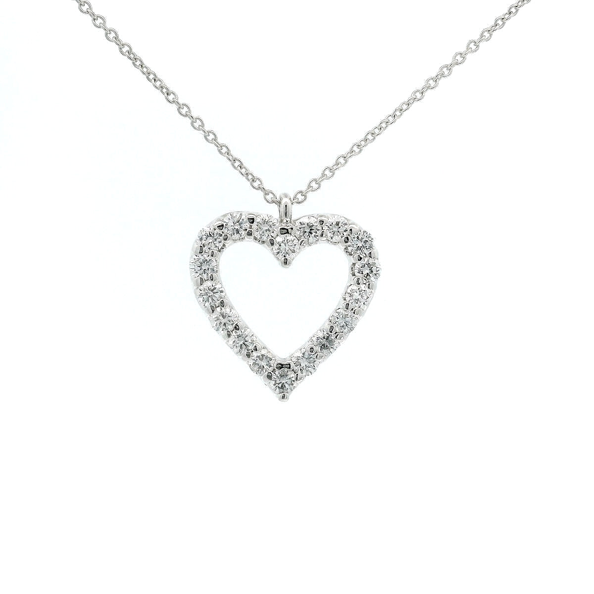 Girocollo a cuore in oro bianco e diamanti lab-grown taglio brillante, 1,23 carati.