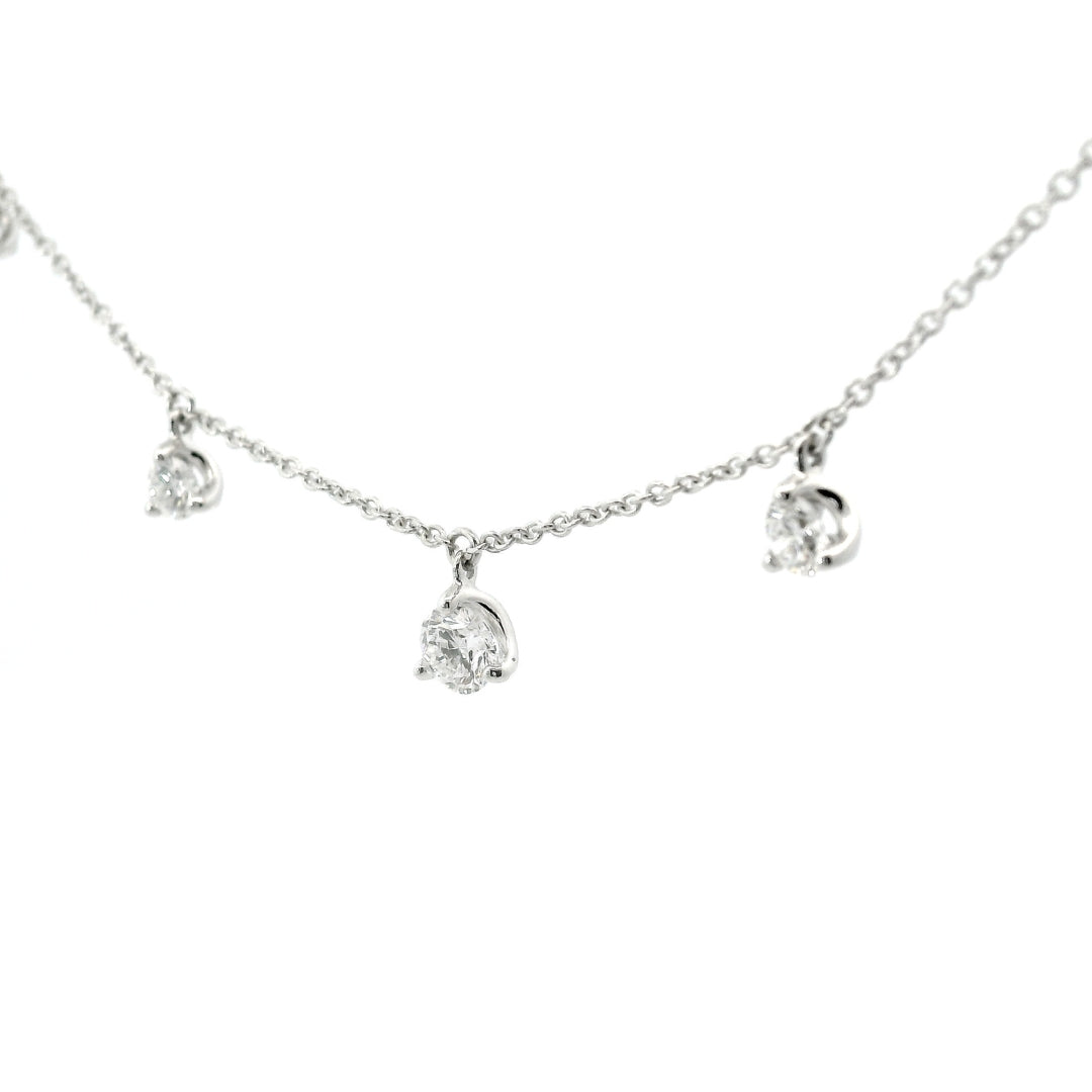 Girocollo con spot pendenti in oro bianco e diamanti lab-grown taglio brilante, 1,03 carati.