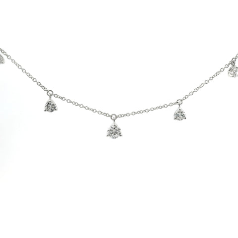 Girocollo con spot pendenti in oro bianco e diamanti lab-grown taglio brilante, 1,03 carati.