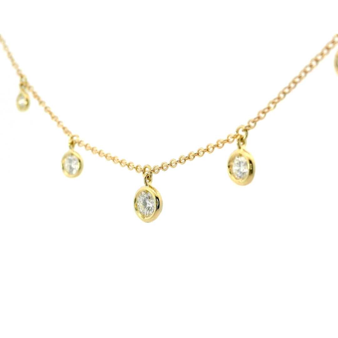 Girocollo in oro giallo con pendenti di diamanti lab-grown taglio brilante, 0,75 carati.