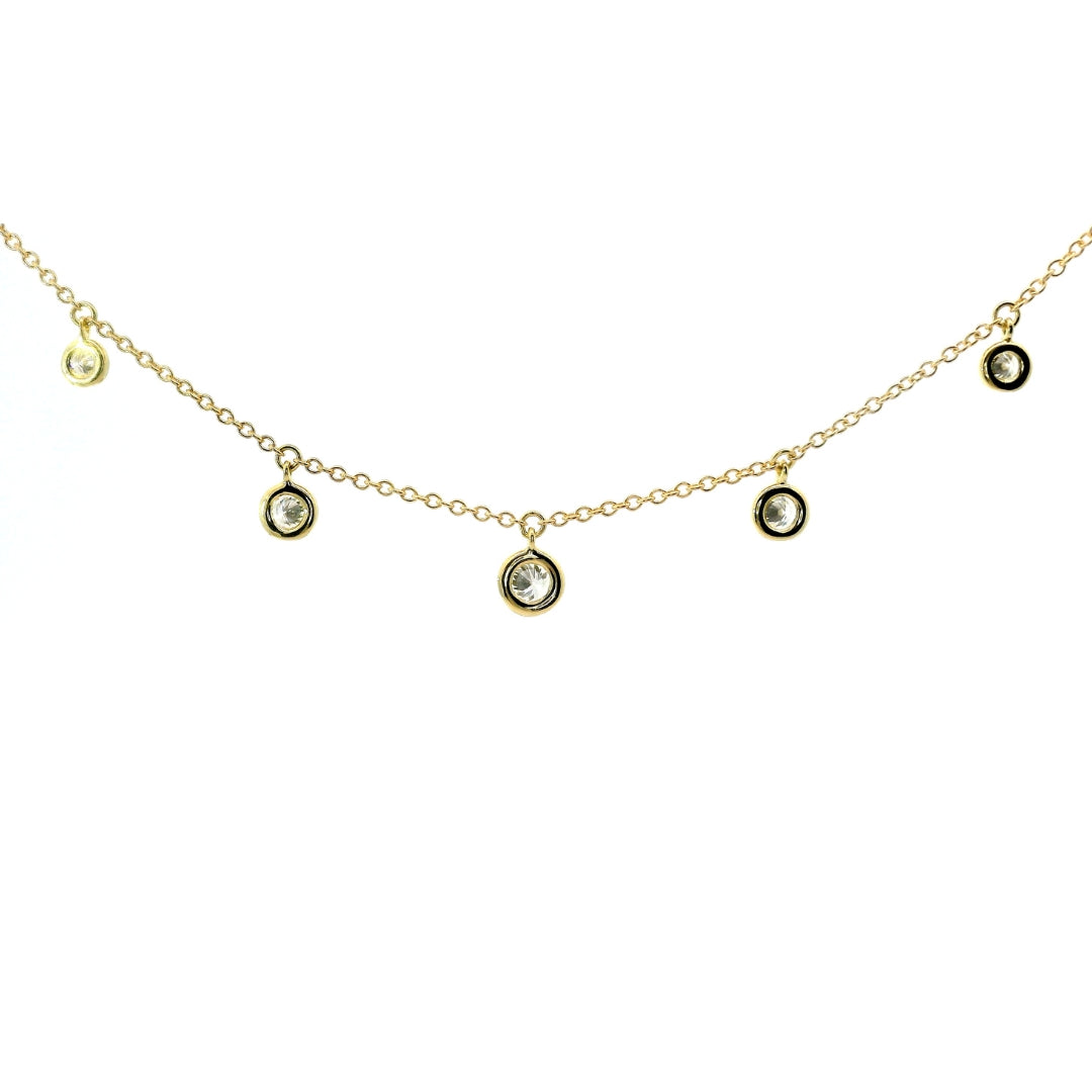Girocollo in oro giallo con pendenti di diamanti lab-grown taglio brilante, 0,75 carati.