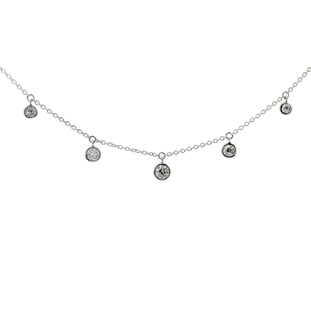 Girocollo in oro bianco con pendenti di diamanti lab-grown taglio brillante, 0,75 carati.