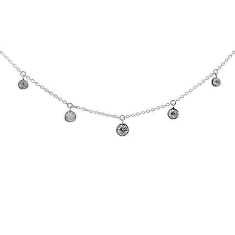 Girocollo in oro bianco con pendenti di diamanti lab-grown taglio brillante, 0,75 carati.