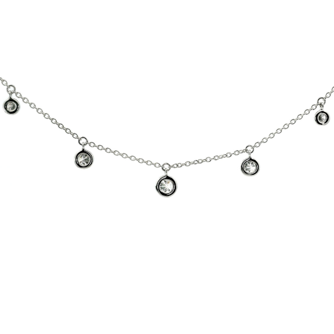 Girocollo in oro bianco con pendenti di diamanti lab-grown taglio brillante, 0,75 carati.