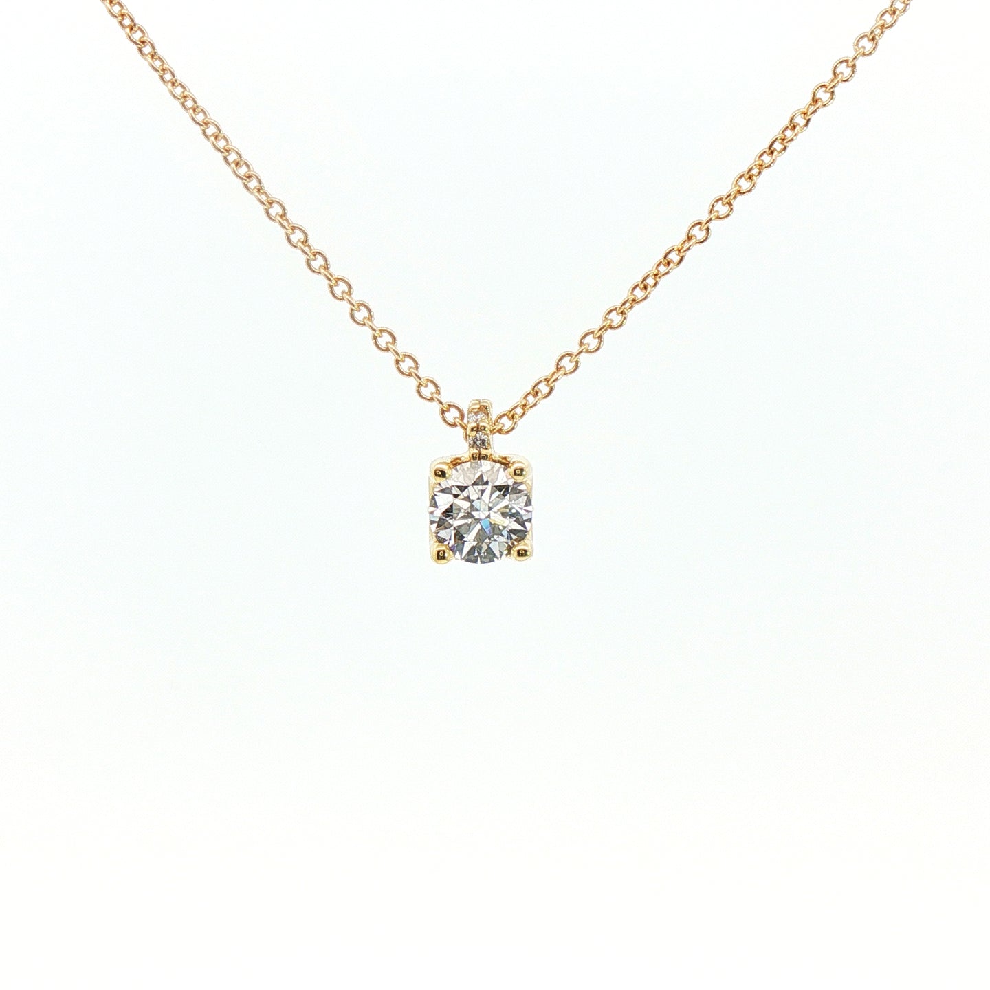 Girocollo in oro giallo con diamante Lab-Grown taglio brilante, 0,51 carati.