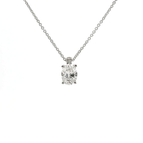 White gold point light choker with oval cut lab-grown diamond, 0.73 carats.