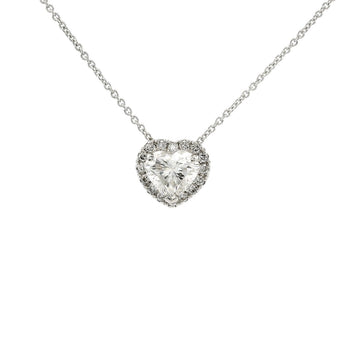 White gold choker with heart-cut lab-grown diamond and brilliant-cut lab-grown diamond surround, 1.00 carats.