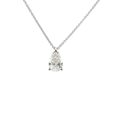 Girocollo punto luce in oro bianco con diamante lab-grown taglio goccia, 1,02 carati.