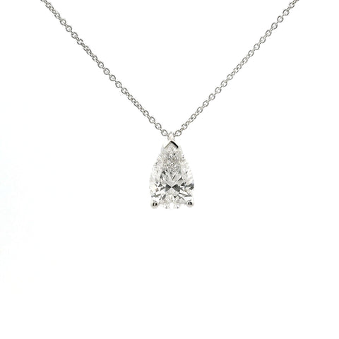 Girocollo punto luce in oro bianco con diamante lab-grown taglio goccia, 1,54 carati.