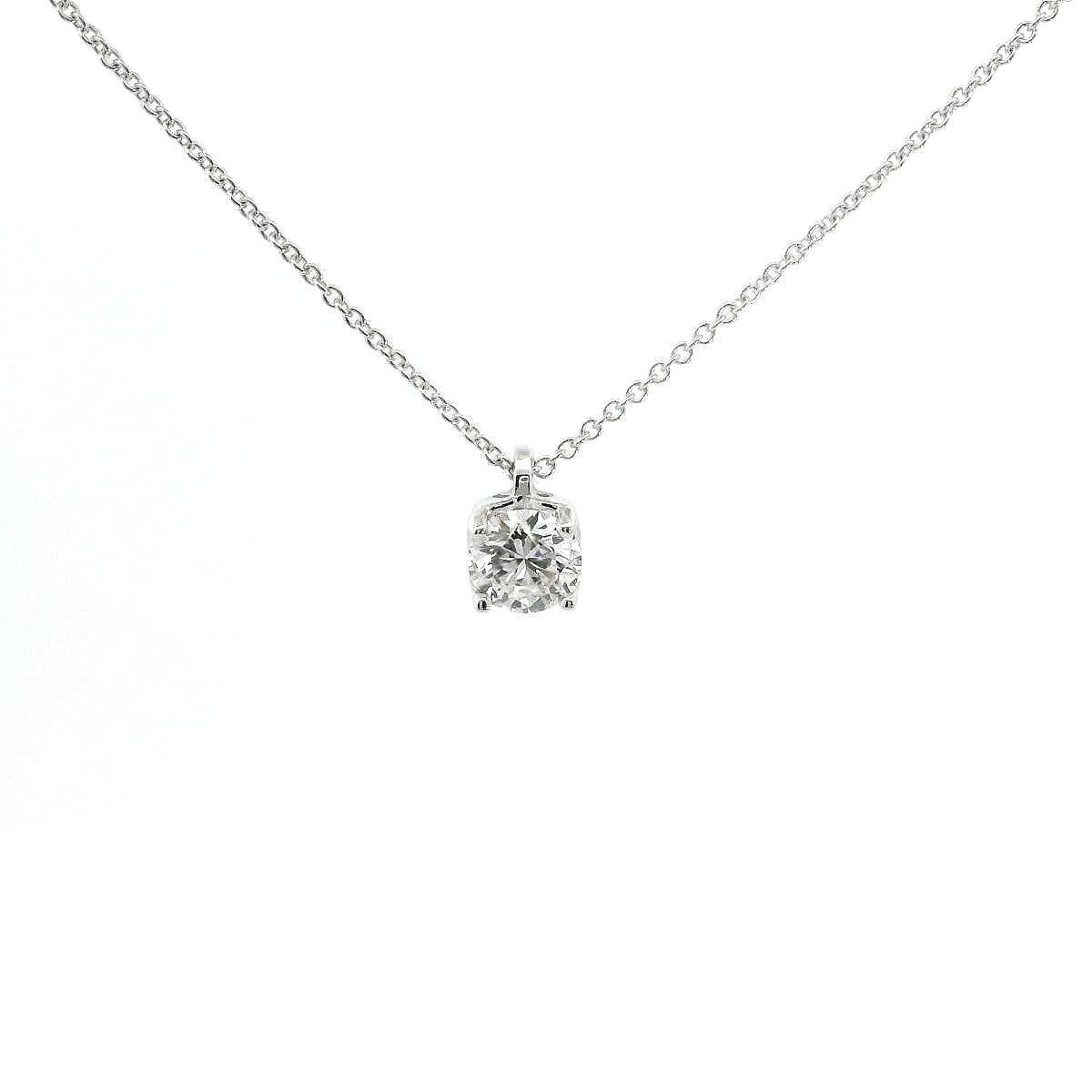 Girocollo punto luce in oro bianco castone a cuore e diamante lab-grown taglio brillante, 0,50 carati.