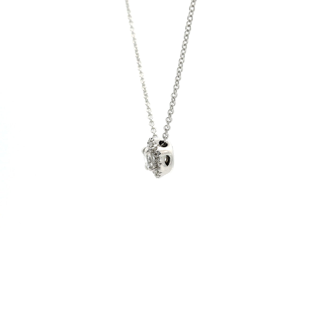 Girocollo punto luce in oro bianco con giro di diamanti lab-grown taglio brillante, 0,27 carati.