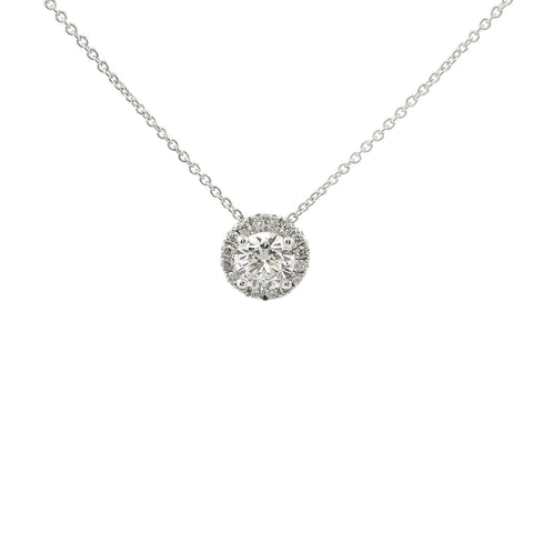 Girocollo punto luce in oro bianco con contorno e diamanti lab-grown taglio brillante, 0,62 carati.