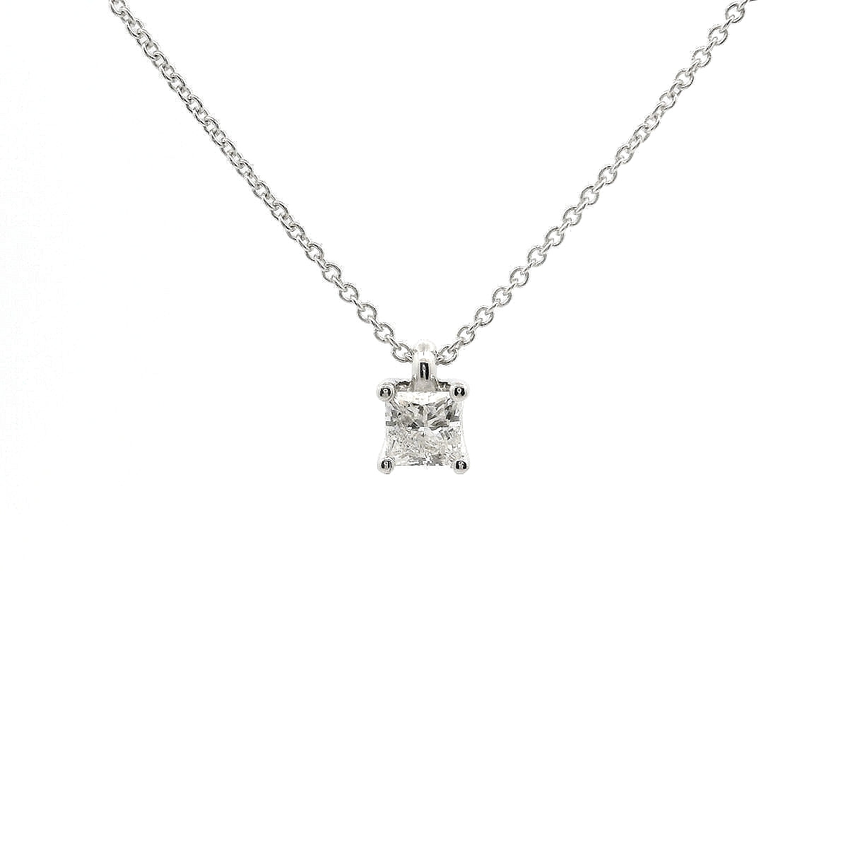 Girocollo punto luce in oro bianco e diamante lab-grown taglio princess, 0,31 carati.