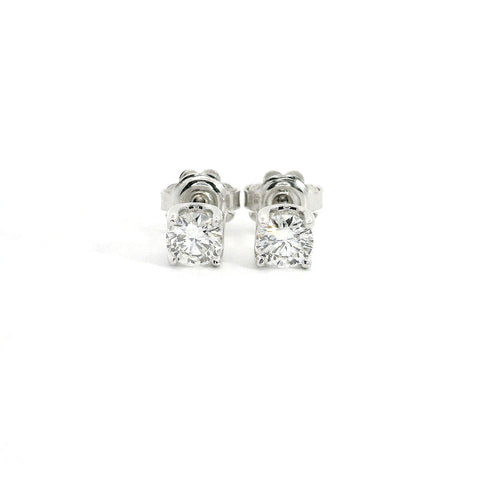 White gold stud earrings with brilliant-cut lab-grown diamonds, 1.04 carats.