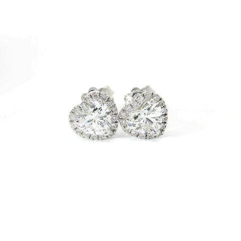 White gold earring with heart-cut lab-grown diamond with contour, 1.97 carats.