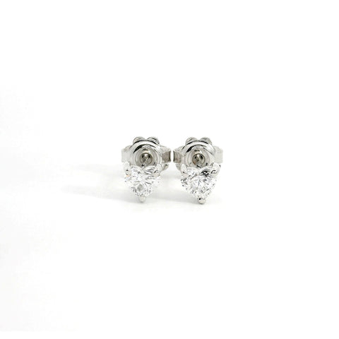 Point light earrings with heart-cut lab-grown diamonds, 0.72 carats.
